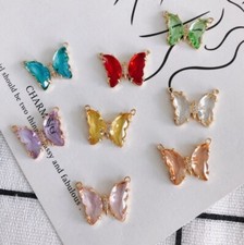 4pcs CZ Pave Crystal Butterfly Charm Connectors,Cubic Zirconia Butterfly Pendant