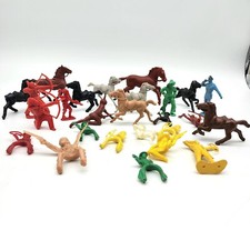 Vintage Cowboys and Indians on Horses Plastic Toy Figures Lot of 23