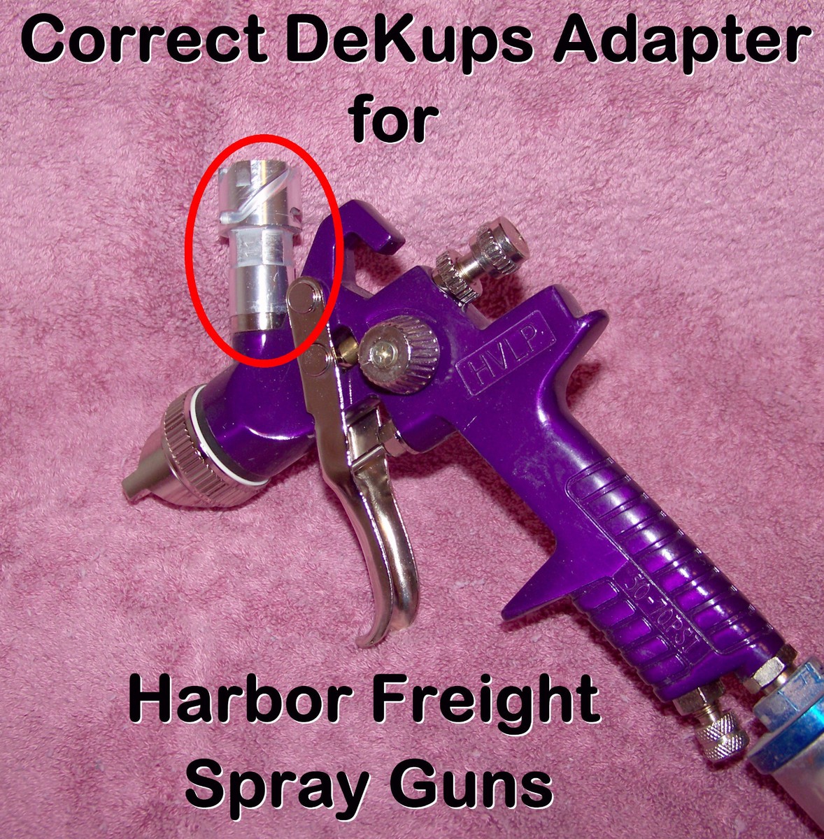 Correct Devilbiss DPC DeKups Adapter for Harbor Freight Spray Guns
