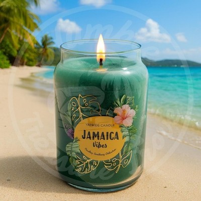 Yankee Candle Jamaica Vibes 22 oz Large Jar Carefree Caribbean Palm & Patchouli