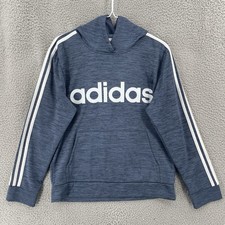 Adidas Hoodie Pullover Sweatshirt Youth Boys Size Large 14/16 Striped Blue 11361