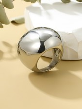 Silver Oversized Shiny Ball Statement Ring For Women Size 7 8 9 10 11