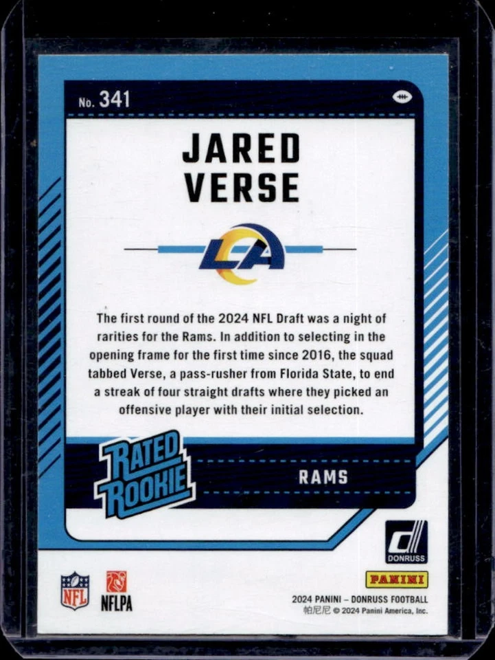 2024 Donruss Jared Verse Press Proof Gold Rated Rookie #2/50 Rams - Image 2 of 2