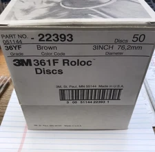 50 pcs.  3” 36YF  A/O 3M 361F 22393 ROLOC DISCS. USA (loc stk)