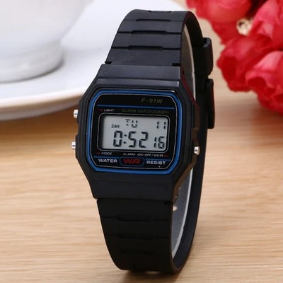 F-91W-1 Men s 2025 Digital Silver Steel Watch Classic Alarm Light Waterproof