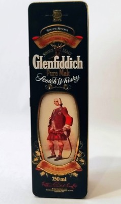 Glenfiddich Pure Malt Scotch Whiskey Empty Tin Clan Stewart of Scotland