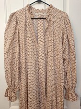 Dôen Hadley Pleated Ruffle Collar Floral Cream Winter Cotton Ditsy Maxi w/Sash S