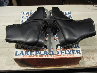 Vintage Lake Placid Model 283 Black Figure Skating Ice Skates Men's Size 11