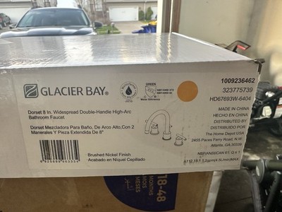 Glacier Bay Dorset Bathroom Sink Faucet Brushed Nickel 8 in Widespread Lever