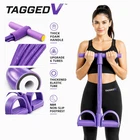 6 Tube Pedal Resistance Band Sit Up Pull Rope Yoga Fitness Exercise Equipment UK