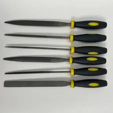 Grobet USA 6-Piece Cross Cut File Set With Handles, 18cm, Item No. 32.510 New