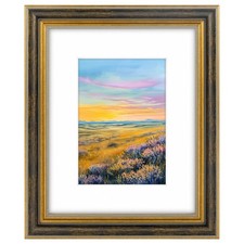 8x10 Picture Frame with Mat,Holds 5x7,Real Glass,Black Gold Frame 8x10