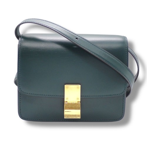 CELINE Bag: Classic Box Small Green W14H17D6.5cm w/o accessories;