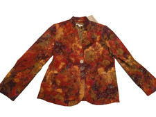 Coldwater Creek Blazer Jacket Womens 10 Multicolor Cotton Lined Floral Tapestry