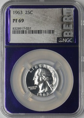 1963 Washington Silver Quarter - NGC PF69 Bert Label Purple Core