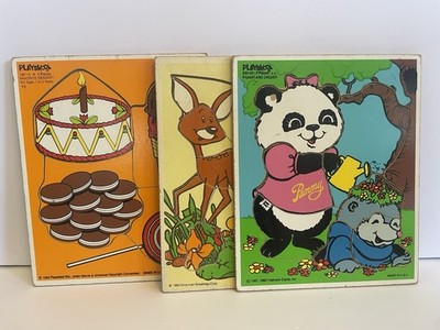 Vintage Playskool 1983 Toddler Puzzles Set Of 3 