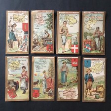 8 CHROMOS Chocolat Express Régions De France XIXè Scraps Gloss Picture 19thC