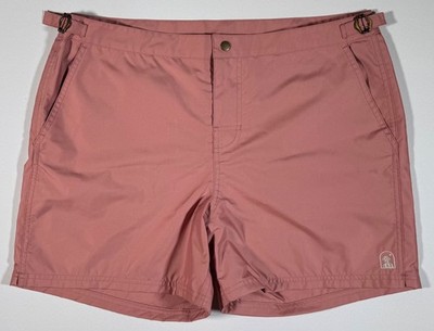 NWOT Dandy Del Mar Dark Salmon Pink Sode Tab Swim Walk Swim Trunk Shorts 36