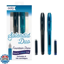 Ooly Splendid Duo Fountain Pens: Black and Blue Inks - Set of 2 P
