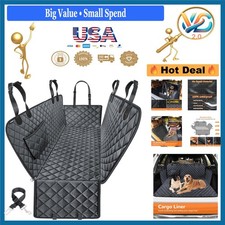 All Black Waterproof Dog Seat Cover Hammock for Cars Trucks SUVs 54"