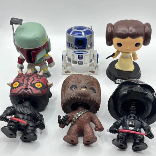 Funko Pop Star Wars Lot of 6 Boba Fett R2-D2 Leia Darth Maul Chewbacca Vader OOB