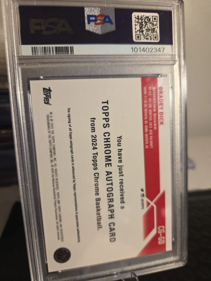 2023-24 Topps Chrome - Autographs Gradey Dick #CG-GD Refractor (AU, RC) - Image 2 of 2