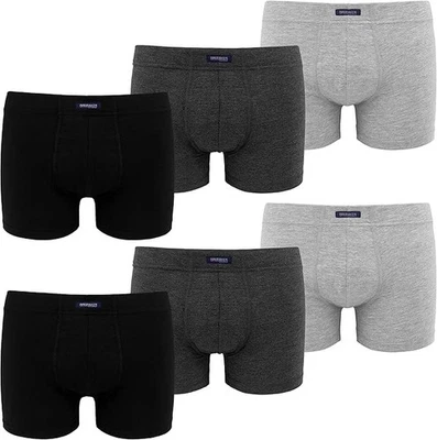 Boxer Sans Couture Homme – Lot de 6 Boxer Coton Noir Gris – Sous‑vêtements Trunk - Photo 1/4
