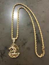 Custom Men's 14k Gold Stamp Rope Eagle Snake 24 Inches " 4mm Plated Necklace
