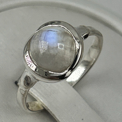 BOBBY DUGGAL Regenbogen Mondstein 925 Sterling Silber Ring AAA blau Cabochon