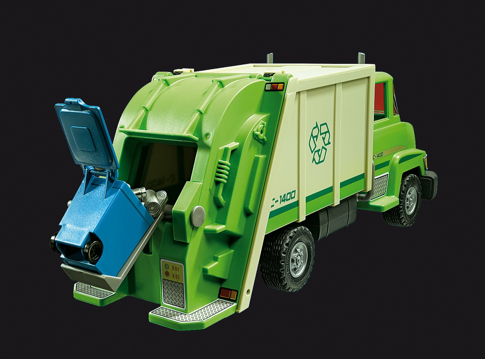 playmobil green recycling truck playset