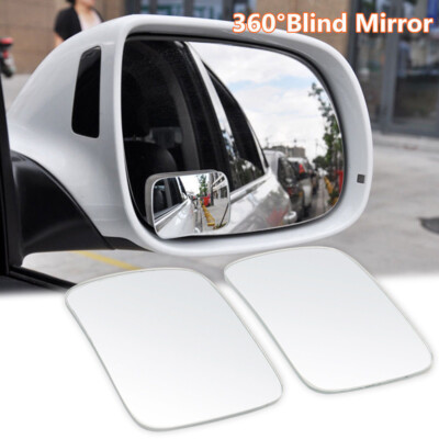 2Pcs 360° Wide Angle Blind Spot Convex Mirrors – Stick-On, Black, Universal