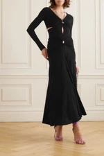 NWT RRP 1360 Rabanne chain-embellished cutout stretch-jersey maxi dress. FR 38