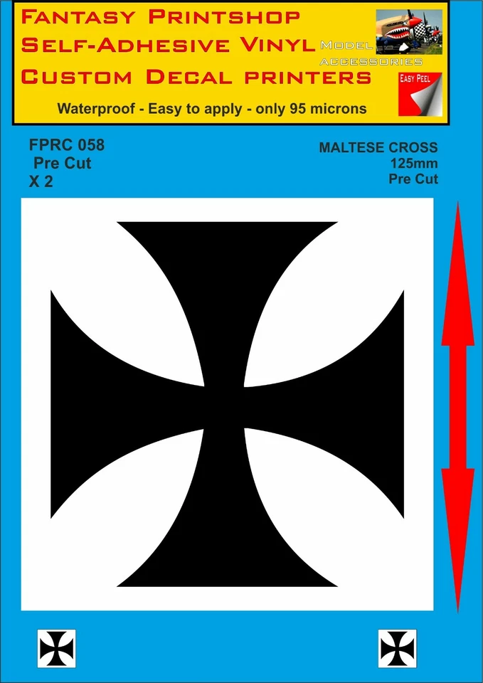 RC LUFTWAFFE MALTESISCHES KREUZ Doppelpackungen Vinyl Aufkleber Aufkleber 75 mm - 200 mm FPRC58 - Bild 3 von 4