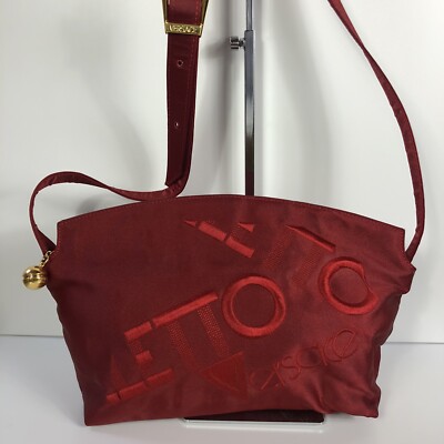 Vtg Gianni Versace 90s Red Embroidered Logo Bag