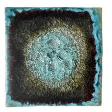 Handmade Ceramic Art Tile Cracked Glass Design Unique Decor Coaster 4x4