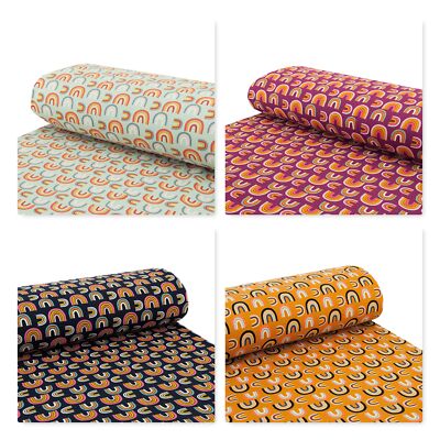 Baumwoll Sweat Stoff Alpenfleece Regenbogen Rainbow- Meterware