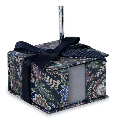 Vera Bradley Note Cube with 400 Blank Sheets and Black Ink Pen Cute Paper Hol...
