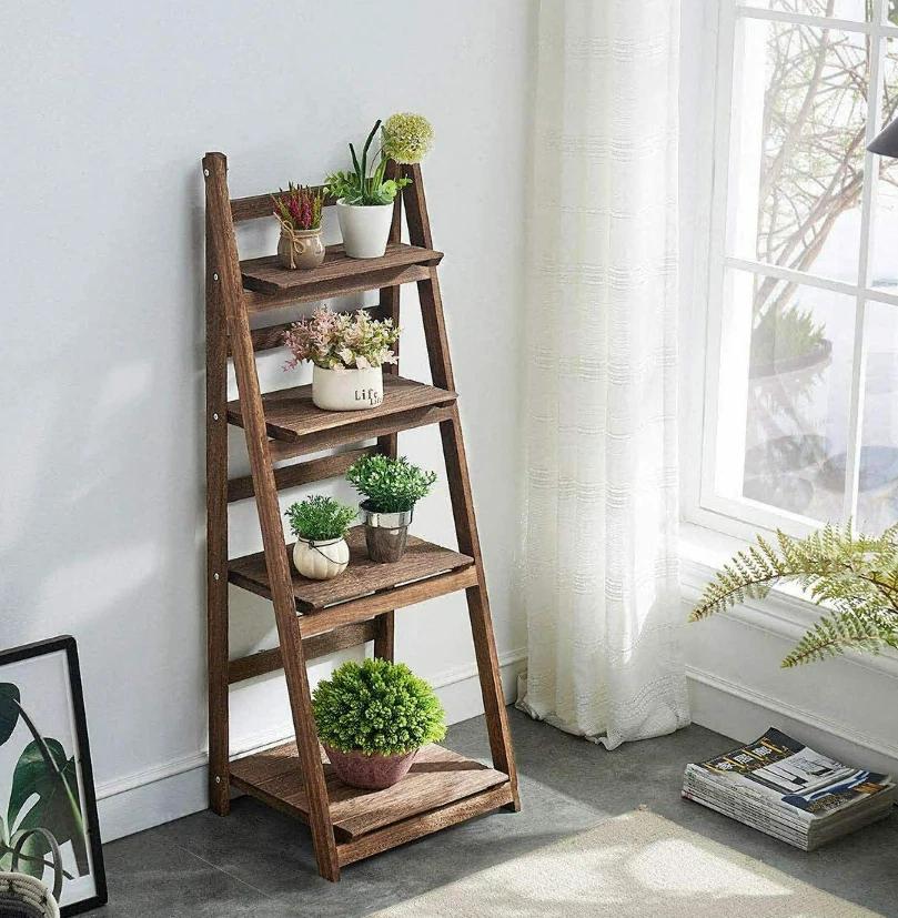 Rustic ladder shelving unit deals