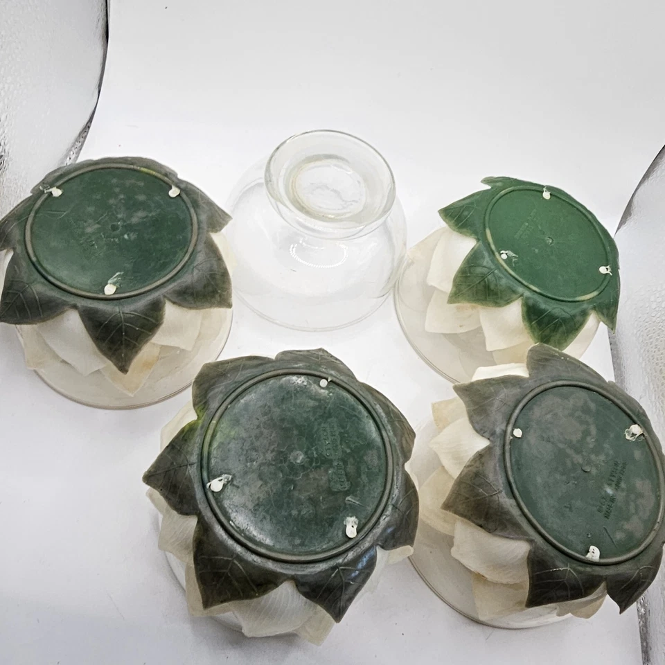 Juego de 4 flores de plástico blanco Styson Lotus Flower Desert frutal plato años 60 +1 Foto 4 de 4