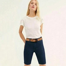 Free people So Chic Biker shorts denim blue cut off high rise 29