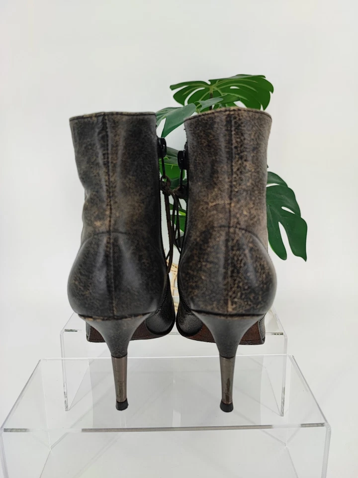 Botines Diesel para mujer Firetip desgastados marrón tacón de aguja talla 6,5 EE. UU. Foto 3 de 4