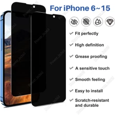 Privacy Screen Protector Tempered Glass For iPhone 16 15 14 13 12 11 X 8 7 6 Lot