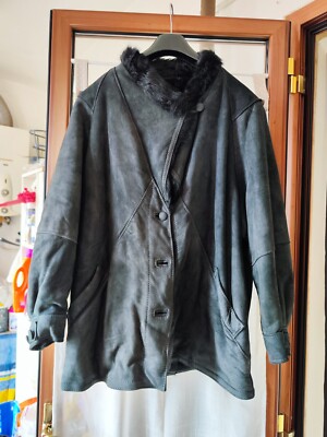 Schaf Lammfell Echtleder Mantel Jacke Damen Vintage Größe 48