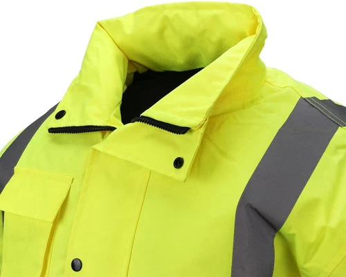 Hi-Vis Class 3-Safety Jacket Neon Reflective Coat Bomber Jacket Size - XL image 4