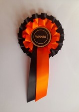 Winner orange and black Rosette Dog Show event  Pet Child Halloween prize 