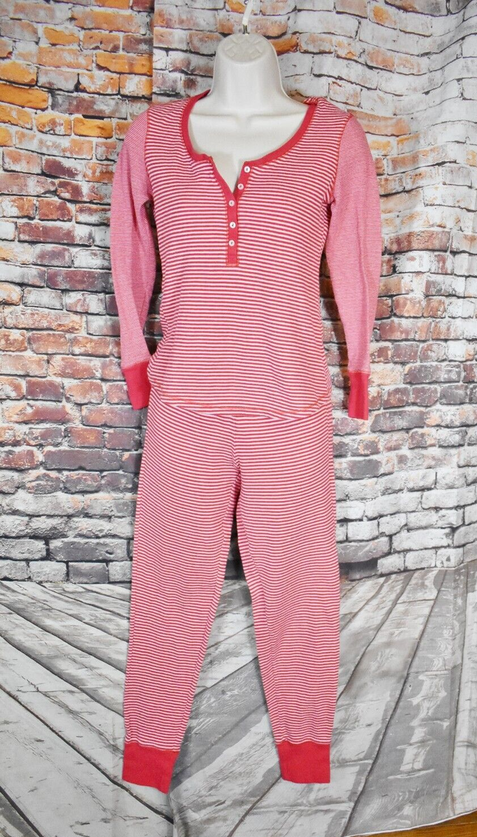 Victorias Secret Small 2 Pc Red Stripe Fireside Long Thermal