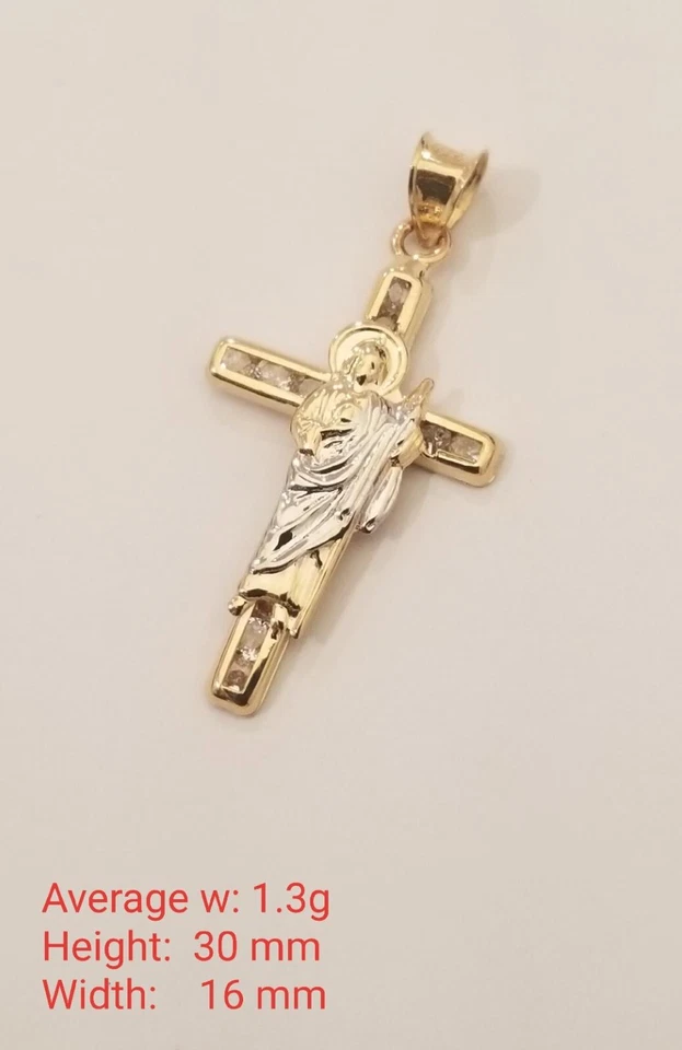Colgante Religioso Cruz San Judas Oro Macizo 14k Foto 3 de 4
