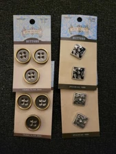 Sew-ology Buttons. 2/3pc. per pack. 4 Packages.