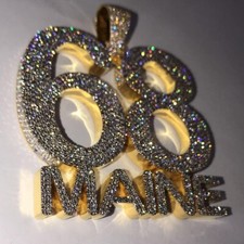 3Ct Round Cut Moissanite Men's Custom Name Letter Pendant 14K Yellow Gold Plated