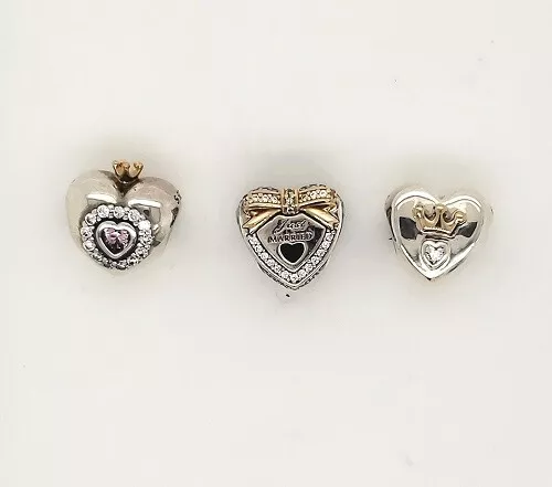Pandora 925 14ky Wedding Princess Majestic Heart cz slide bead